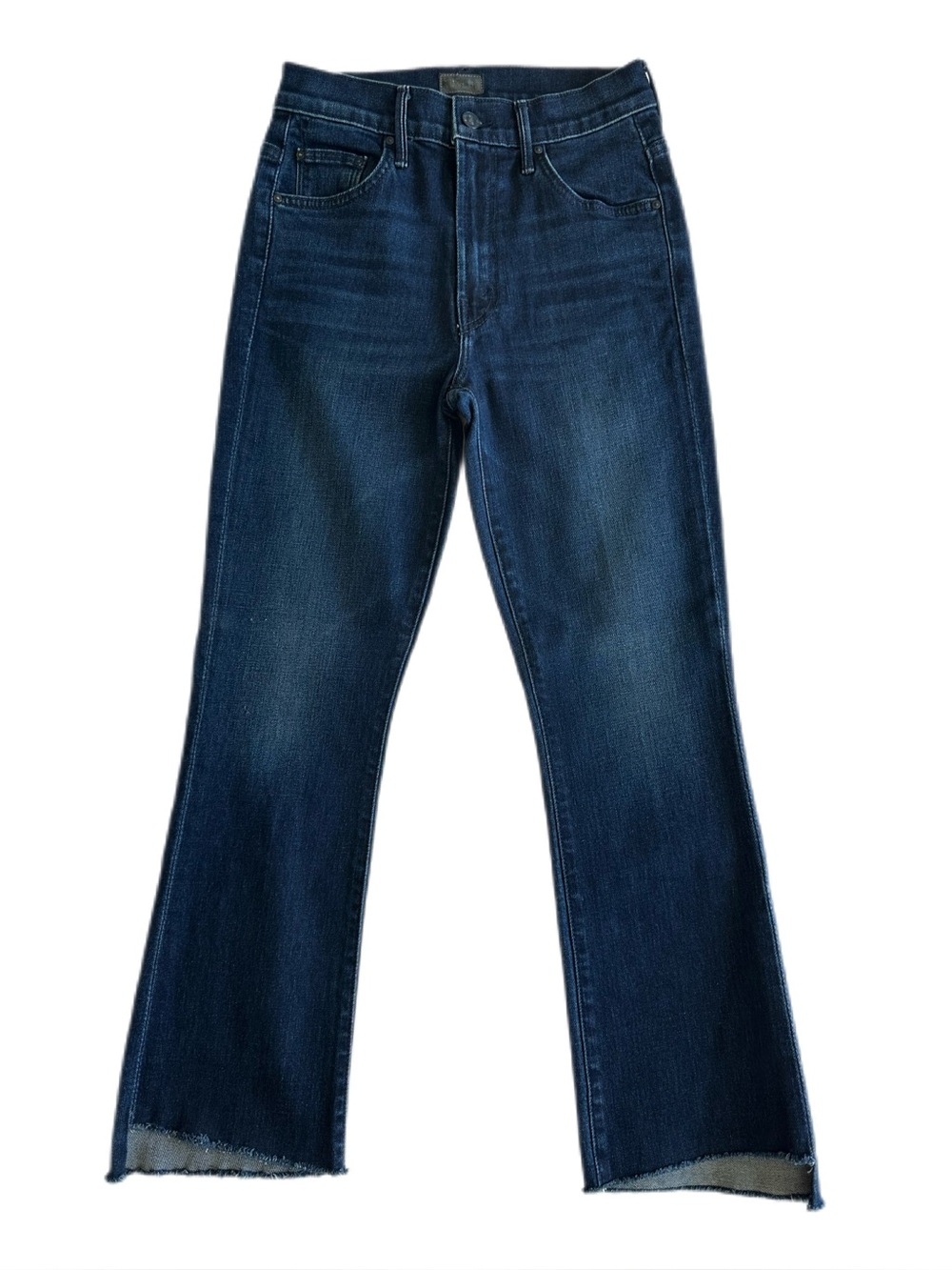 MOTHER The Insider Crop Step Fray Jeans Movinโ On Up Dark Wash Size 26